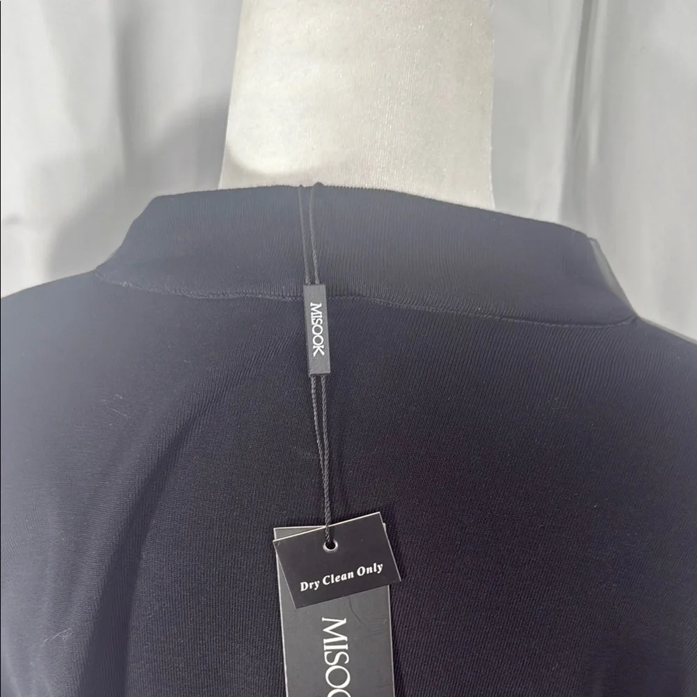 MISOOK BLACK SHIFT DRESS LEATHER TRIM ZIPPER PM NWT - Picture 9 of 11